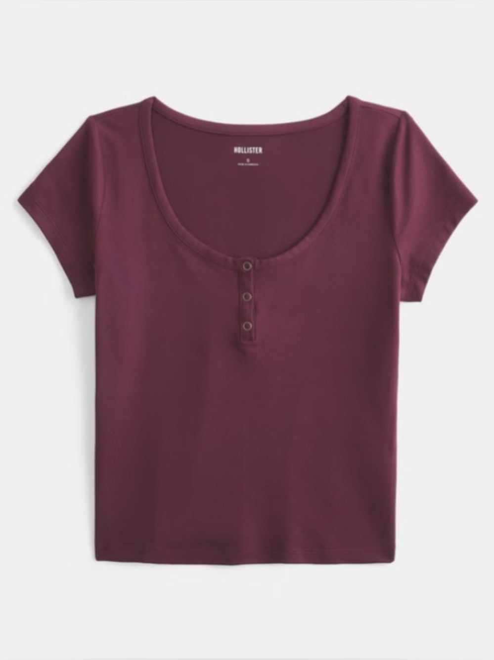 Maroon seamless button up short sleeve tee